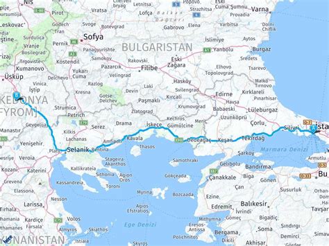 Istanbul makedonya arası kaç km